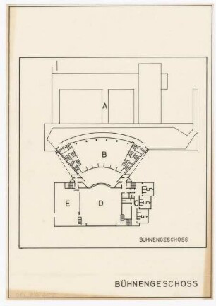 Schauspielhaus, Wuppertal: Grundriss Zuschauer- und Bühnenhaus Bühnengeschoss