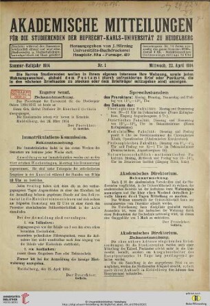 Nr. 1 (22. April 1914)