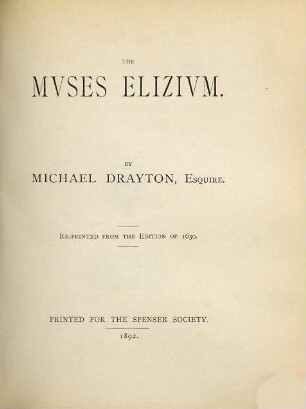 The Muses Elizium : Reprinted from the edition of 1630