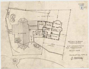 Bestelmeyer, German; Murnau am Staffelsee (Bayern); Ev. Kirche und Pfarrhaus - Situationsplan