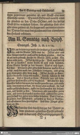 Am II. Sonntag nach Epiph. Evangel. Joh. 2. v. 1-11
