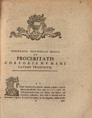 Diss. de proceritatis corporis humani caussis praecipuis