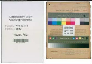 Entnazifizierung Fritz Neuen , geb. 11.12.1892 (Lagerarbeiter)