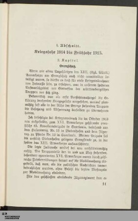I. Abschnitt. Kriegsjahr 1914 bis Frühjahr 1915