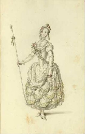 Pastorelle (Kostüm für die Schäferinnen; aus dem Vestiarium der Oper "Olimpiade", aufgeführt am 16. Februar 1756 in Dresden)