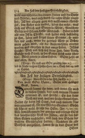 Am Fest der heiligen Dreyfaltigkeit