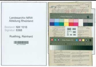 Entnazifizierung Reinhard Ruething , geb. 14.12.1899 (Postbeamter)