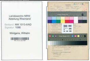 Entnazifizierung Wilhelm Wintgens , geb. 18.07.1892 (Techniker)