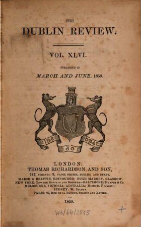 Dublin review : a quarterly and critical journal. 1859 = Vol. 46
