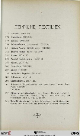 Teppiche, Textilien (Nr. 277-293)