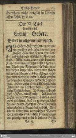 Der XI. Titel begreifft in sich Creutz-Gebete