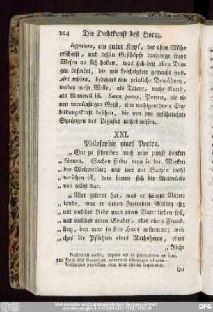 XXI. Philosophie eines Poeten.