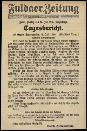 Ausgabe vom Freitag, den 14. Juli 1916.