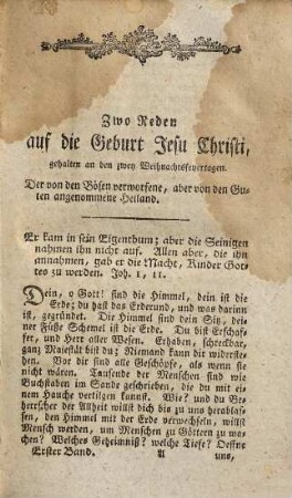 Predigten auf die Feste des Herrn, der seligsten Jungfrau und einiger Heiligen : in drey Bänden, Erster Band. Feste des Herrn