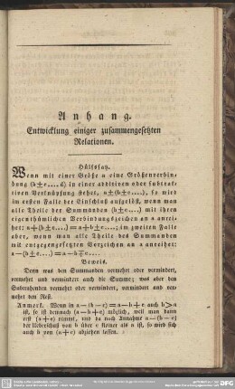 Anhang. Entwicklung einiger zusammengesetzten Relationen