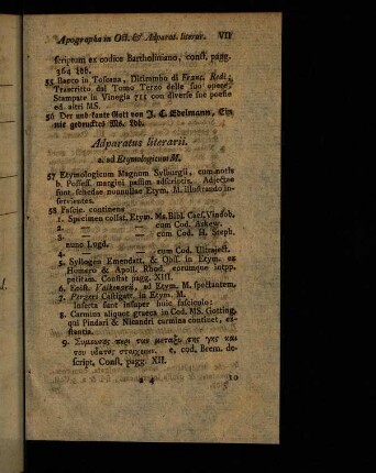 VII-XVI, Adparatus literarii. - Libri ab inventa typographia usque ad ann. 1500. impresst.