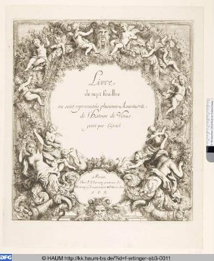 Livre de sept feüilles ou sont representées plusieurs Avanturea de l'histoire de Venus, Titelblatt
