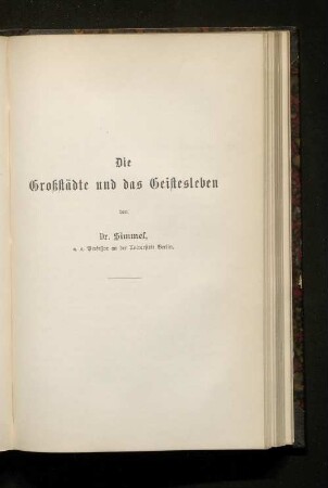 Die Großstädte und das Geistesleben