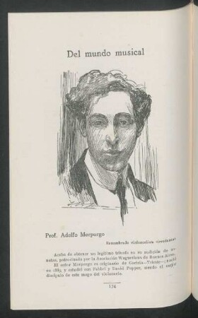 Prof. Adolfo Mopurgo [Dibujo] : Renombrado violoncelista "irredento"