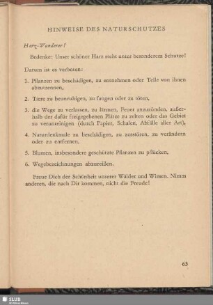 Hinweise des Naturschutzes