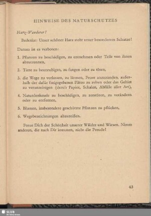 Hinweise des Naturschutzes