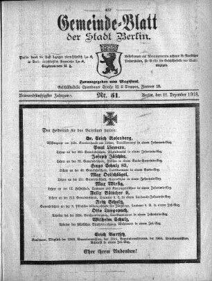 1918,51: Nr. 51, 22. Dezember 1918