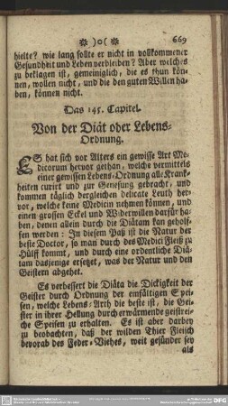 Das 145. Capitel. Von der Diät oder Lebens-Ordnung
