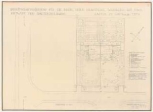 Gartenanlage Firma Union Rheinbenzin, Wesseling: Hausgarten zu Haus 16, 17, Typ 3: Grundriss, Bepflanzungsplan 1:100