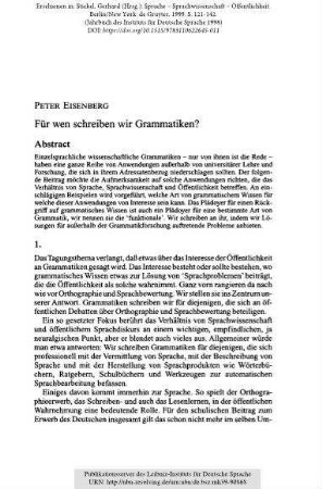 Für wen schreiben wir Grammatiken?