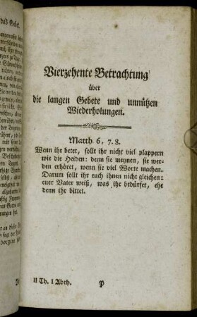 Vierzehente Betrachtung über die langen Gebete und unnützen Wiederholungen.