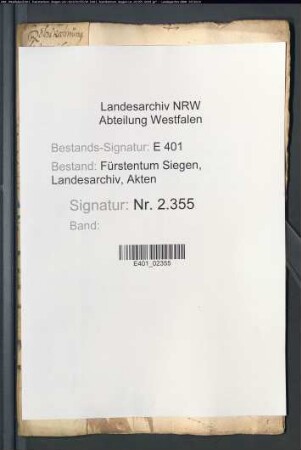 Kohlenregister des Amtes Siegen