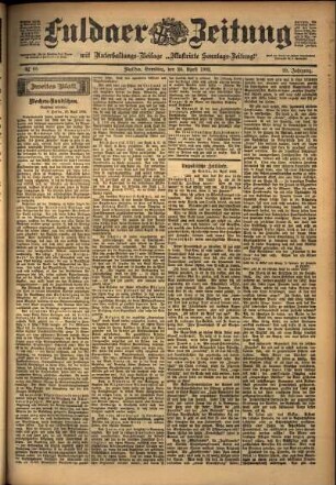 Zweite Ausgabe vom Samstag, den 26. April 1902.