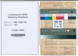 Entnazifizierung Hans Lange , geb. 08.12.1900 (Kaufm. Angestellter)
