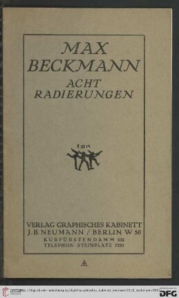 Max Beckmann, acht Radierungen