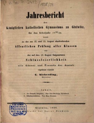 Jahresbericht : für das Schuljahr .... 1858/59