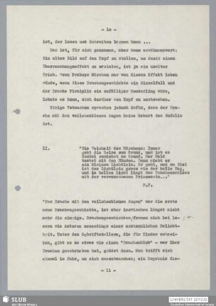 II. "Die Weisheit des Märchens: ..."