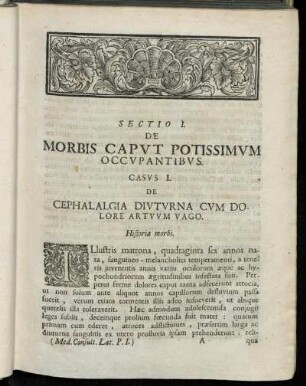 Sectio I. [De Morbis Capitis.]
