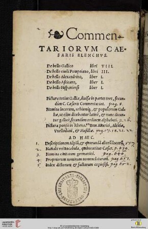 Commentariorvm Caesaris elenchus