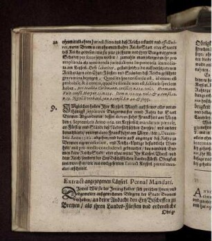 9. ... Extract angezogenen Käyserl. Poenal Mandati