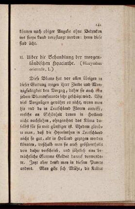 II. Uiber die Behandlung der morgenländischen Hyacinthe. (Hiacynthus orientalis, L.) - III. Von dem Ausarten der Nelken.
