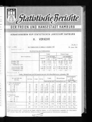 Der Fremdenverkehr in Hamburg im November 1959 : Lfd. Nr. 8