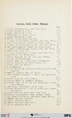 Juwelen, Gold, Silber, Münzen (Nr. 1-180)