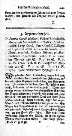 3) Arzneygelahrheit.