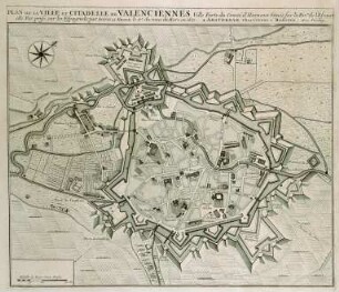 WHK 5 Französisch-Holländischer Krieg von 1672-1678: Stadtplan von Valenciennes mit Zitadelle, erobert durch die Franzosen gegen die Spanier, 17. März 1677