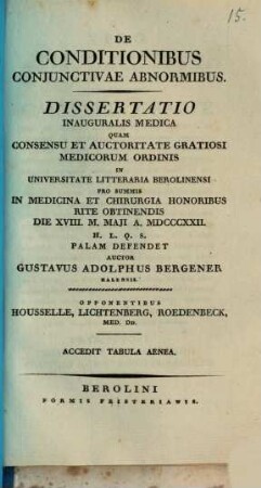 De conditionibus coniunctivae abnormibus : Diss. inaug. med.