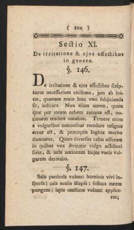 Sectio XI. De irritatione & eius effectibus in genere.