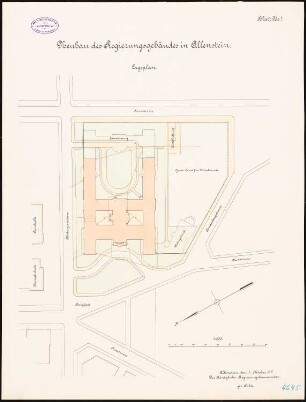 Regierungsgebäude, Allenstein: Lageplan 1:500