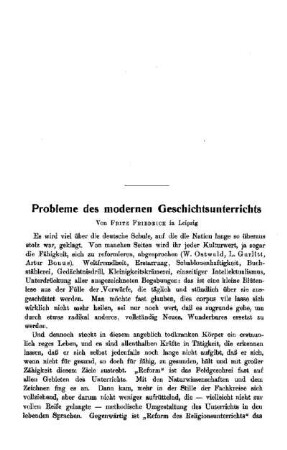 Probleme des modernen Geschichtsunterrichts
