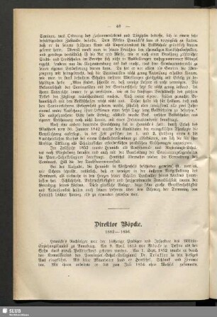 Direktor Wöpcke : 1852-1856