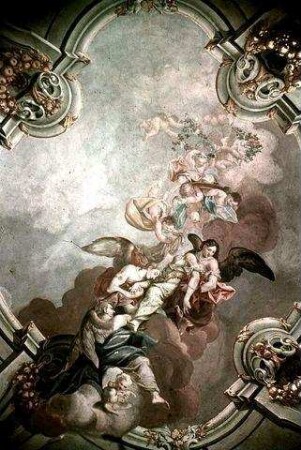 Der Leichnam der heiligen Katherina wird von Engeln zum Berg Sinai getragen